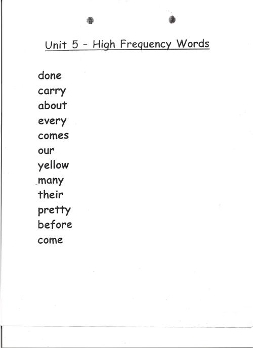 high frequency words 5th 